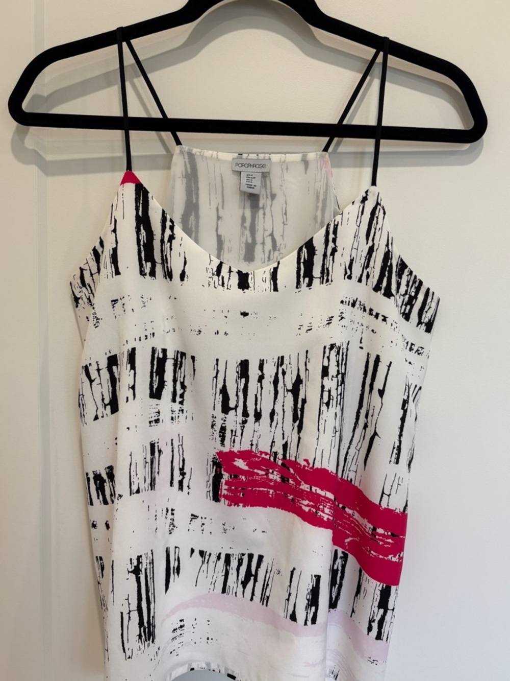 Black and White Abstract Print Cami with Pink Accent